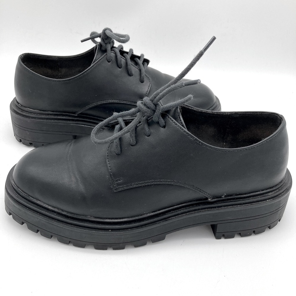 ASOS Platform Chunky Lug Sole Faux Leather Oxfords 8W Wide Width